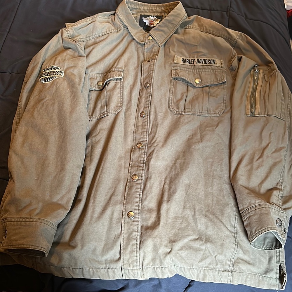 Vintage Harley Davidson Army Green Jacket 2X